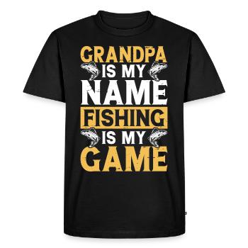 Grand-père pêcheur pêche pêche - T-shirt Premium bio Homme - noir - Devant - Nico (187cm)