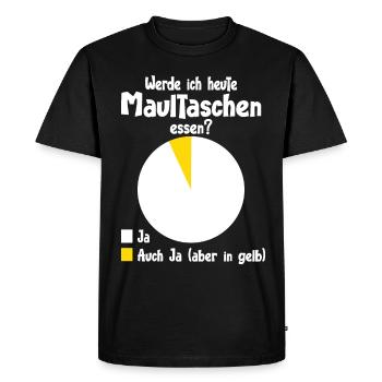 Werde ich heute Maultaschen essen? - Männer Premium Bio T-Shirt - Schwarz - Vorne - Nico (187cm)