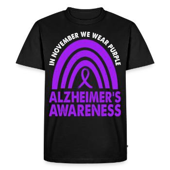 In November we wear the purple Alzheimer's - Men's Premium Organic T-Shirt - black - Front - Nico (187cm)