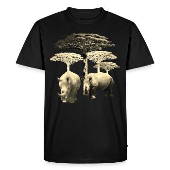 Rhinocéros - Rhinocéros à Sépia - Faune en Afrique - T-shirt Premium bio Homme - noir - Devant - Nico (187cm)