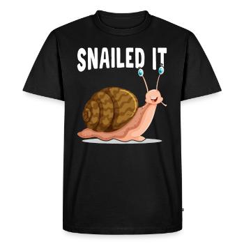 Snail Lover Snailed It Snail Owner - Men's Premium Organic T-Shirt - black - Front - Nico (187cm)
