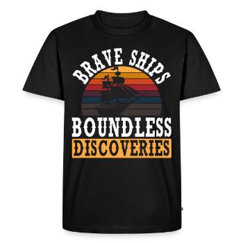 Brave Ships Boundless Discoveries Columbus - Men's Premium Organic T-Shirt - black - Front - Nico (187cm)