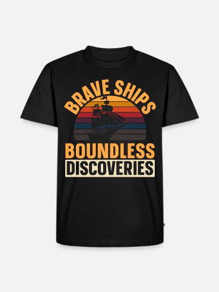 Brave Ships - Limitless Discoveries - Kolum - Men's Premium Organic T-Shirt - black