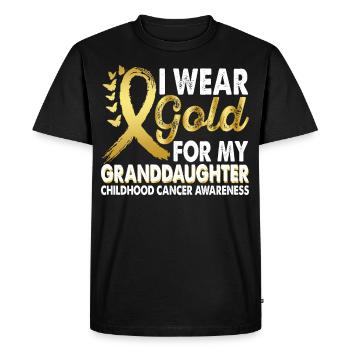 Portez de l’or pour le cancer infantile de la petite-fille - T-shirt Premium bio Homme - noir - Devant - Nico (187cm)