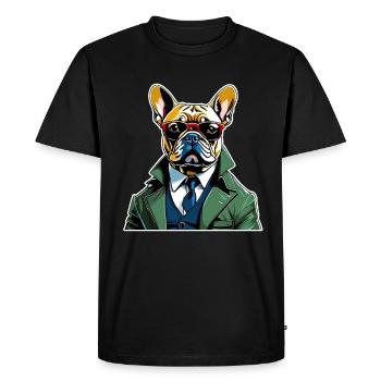 Chien Bouledogue Français T-shirt Chien drôle de chien design Chiens - T-shirt Premium bio Homme - noir - Devant - Nico (187cm)