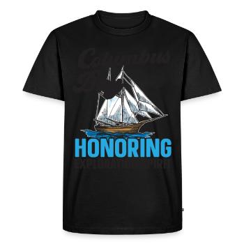 Columbus Day: In honour of the spirit of discovery - Men's Premium Organic T-Shirt - black - Front - Nico (187cm)