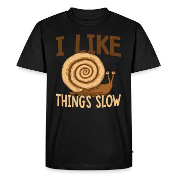 Snail lover: I like things slow, sluggish - Men's Premium Organic T-Shirt - black - Front - Nico (187cm)