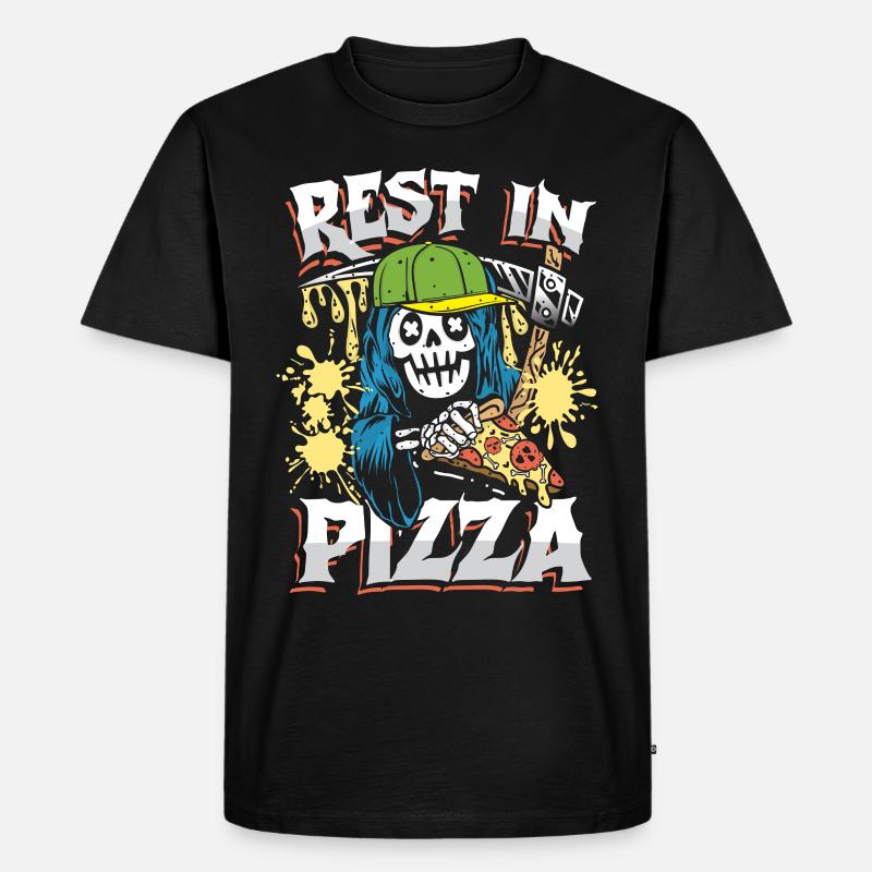 Rest in pizza - Männer Premium Bio T-Shirt - Schwarz