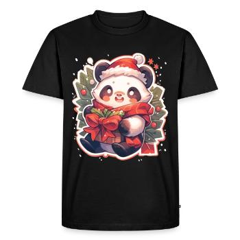 Panda Noël Panda Pandas Panda Noël - T-shirt Premium bio Homme - noir - Devant - Nico (187cm)