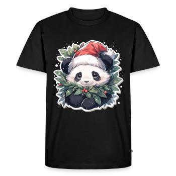 Panda Noël Panda Pandas Panda Noël - T-shirt Premium bio Homme - noir - Devant - Nico (187cm)