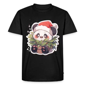 Panda Noël Panda Pandas Panda Noël - T-shirt Premium bio Homme - noir - Devant - Nico (187cm)