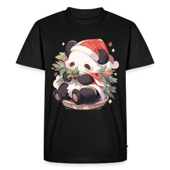 Panda Noël Panda Pandas Panda Noël - T-shirt Premium bio Homme - noir - Devant - Nico (187cm)