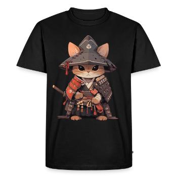 Asia Cat Japanese Samurai Samurai - Men's Premium Organic T-Shirt - black - Front - Nico (187cm)