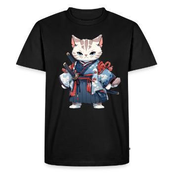 Asia Cat Japanese Samurai Samurai - Men's Premium Organic T-Shirt - black - Front - Nico (187cm)