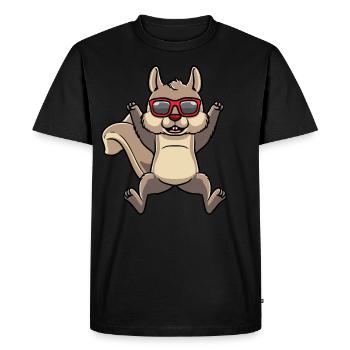 Prancing squirrel with sunglasses rodent - Men's Premium Organic T-Shirt - black - Front - Nico (187cm)