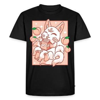 Kitsune Japan Anime Kawaii Peach Milk - Men's Premium Organic T-Shirt - black - Front - Nico (187cm)