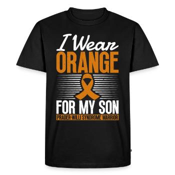 Je porte de l’orange pour mon fils - - T-shirt Premium bio Homme - noir - Devant - Nico (187cm)