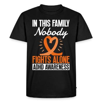 Ahdh consciousness In this family, no one fights - Men's Premium Organic T-Shirt - black - Front - Nico (187cm)