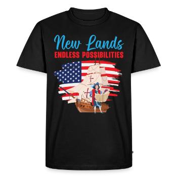 Nouvelles terres Possibilités infinies Columbus Day - T-shirt Premium bio Homme - noir - Devant - Nico (187cm)
