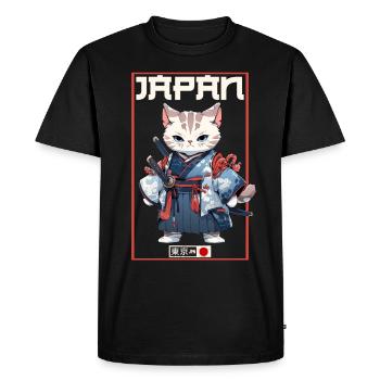 Asia Cat Japanese Samurai Samurai - Men's Premium Organic T-Shirt - black - Front - Nico (187cm)