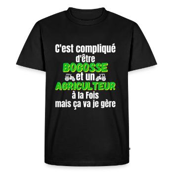 c'est compliqué d'être un bogoss et un agriculteur - Men's Premium Organic T-Shirt - black - Front - Nico (187cm)