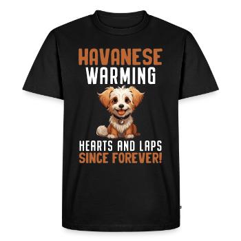 Havanese Warming Hearts and Laps since forever - Men's Premium Organic T-Shirt - black - Front - Nico (187cm)