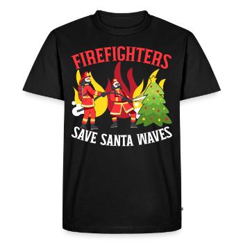 Les pompiers sauvent le Noël du Père Noël - T-shirt Premium bio Homme - noir - Devant - Nico (187cm)