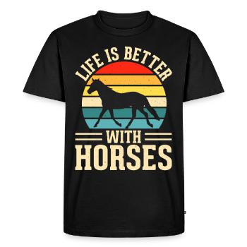 Horses - Men's Premium Organic T-Shirt - black - Front - Nico (187cm)