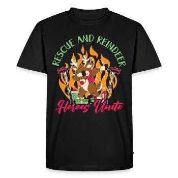 Sauvetage et rennes : les héros unissent Noël - T-shirt Premium bio Homme - noir - Devant - Nico (187cm)