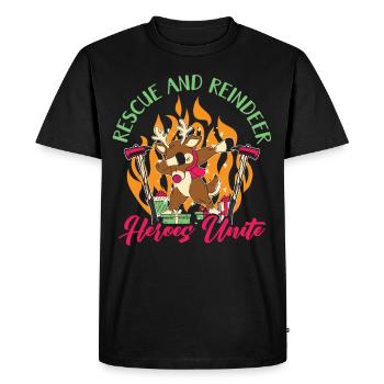 Sauvetage et rennes : les héros unissent Noël - T-shirt Premium bio Homme - noir - Devant - Nico (187cm)