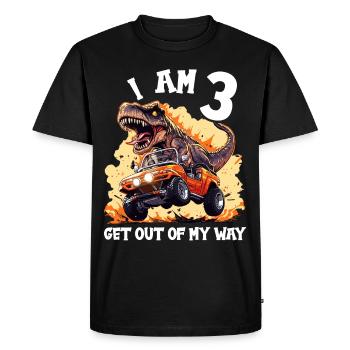T-Rex conduit un camion monstre J’ai 3ème anniversaire - T-shirt Premium bio Homme - noir - Devant - Nico (187cm)