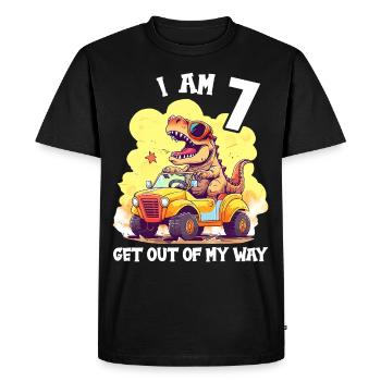 T-Rex conduit un camion monstre J’ai 7e anniversaire - T-shirt Premium bio Homme - noir - Devant - Nico (187cm)