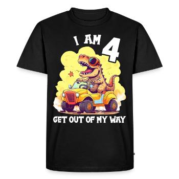 T-Rex conduit un camion monstre J’ai 4e anniversaire - T-shirt Premium bio Homme - noir - Devant - Nico (187cm)