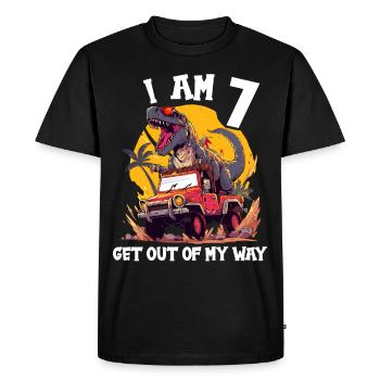 T-Rex conduit un camion monstre J’ai 7e anniversaire - T-shirt Premium bio Homme - noir - Devant - Nico (187cm)