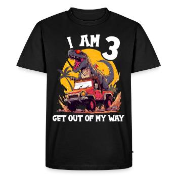 T-Rex conduit un camion monstre J’ai 3ème anniversaire - T-shirt Premium bio Homme - noir - Devant - Nico (187cm)