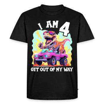 T-Rex conduit un camion monstre J’ai 4e anniversaire - T-shirt Premium bio Homme - noir - Devant - Nico (187cm)
