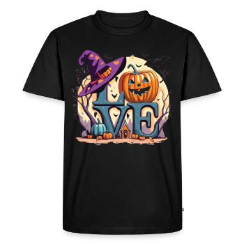 Halloween Love Pumpkin - Spooky Season Style - Men's Premium Organic T-Shirt - black - Front - Nico (187cm)