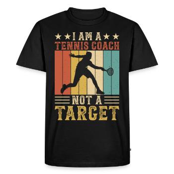 Tennis Trainer Coach - Men's Premium Organic T-Shirt - black - Front - Nico (187cm)