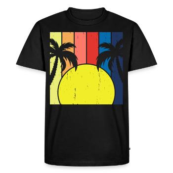 Palmiers Sunrise Retro Vintage - T-shirt Premium bio Homme - noir - Devant - Nico (187cm)