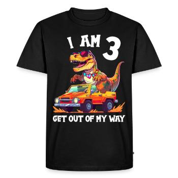 T-Rex conduit un camion monstre J’ai 3ème anniversaire - T-shirt Premium bio Homme - noir - Devant - Nico (187cm)