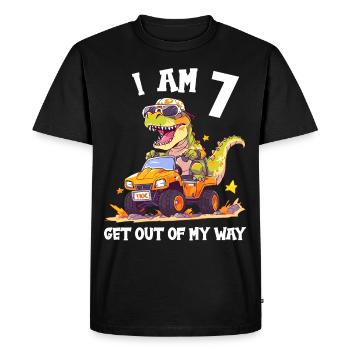 T-Rex conduit un camion monstre J’ai 7e anniversaire - T-shirt Premium bio Homme - noir - Devant - Nico (187cm)