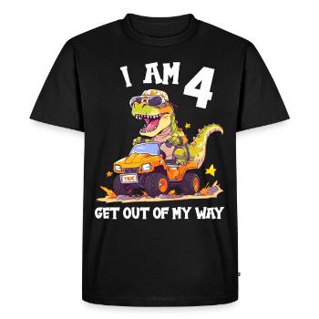 T-Rex conduit un camion monstre J’ai 4e anniversaire - T-shirt Premium bio Homme - noir - Devant - Nico (187cm)