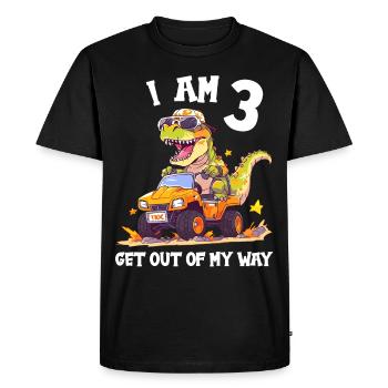 T-Rex conduit un camion monstre J’ai 3ème anniversaire - T-shirt Premium bio Homme - noir - Devant - Nico (187cm)
