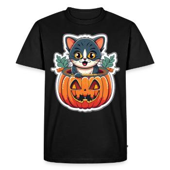 Des yeux de chat dans le noir : design magique d’Halloween - T-shirt Premium bio Homme - noir - Devant - Nico (187cm)
