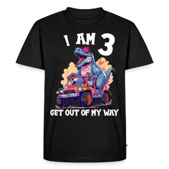 T-Rex conduit un camion monstre J’ai 3ème anniversaire - T-shirt Premium bio Homme - noir - Devant - Nico (187cm)