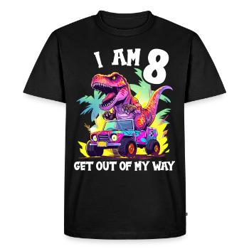 T-Rex conduit un camion monstre J’ai 8e anniversaire - T-shirt Premium bio Homme - noir - Devant - Nico (187cm)