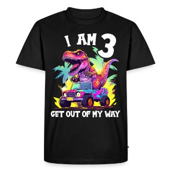 T-Rex conduit un camion monstre J’ai 3ème anniversaire - T-shirt Premium bio Homme - noir - Devant - Nico (187cm)