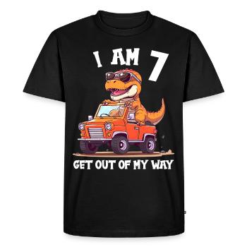 T-Rex conduit un camion monstre J’ai 7e anniversaire - T-shirt Premium bio Homme - noir - Devant - Nico (187cm)