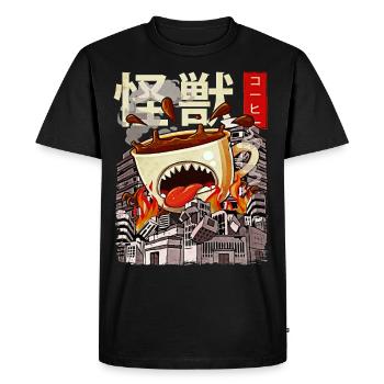 Kaiju Café Anime Japonais Monstre Caféine - T-shirt Premium bio Homme - noir - Devant - Nico (187cm)