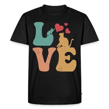 Cat LOVE Amoureux des chats J’aime les chats - T-shirt Premium bio Homme - noir - Devant - Nico (187cm)